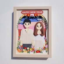Special custom papercut frame : happy new year theme.