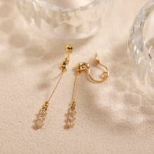 3stones loop-fit earring GD　ループフィットイヤリング　ゴールド　キュービックジルコニアが揺れる　ゴールド