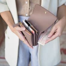 Crepe 真牛皮摺疊錢包/短夾 : 玫瑰棕色