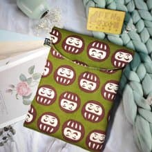 袋物系列-日本結紗棉布抹茶綠福神達摩款電子書收納袋-7吋收納袋