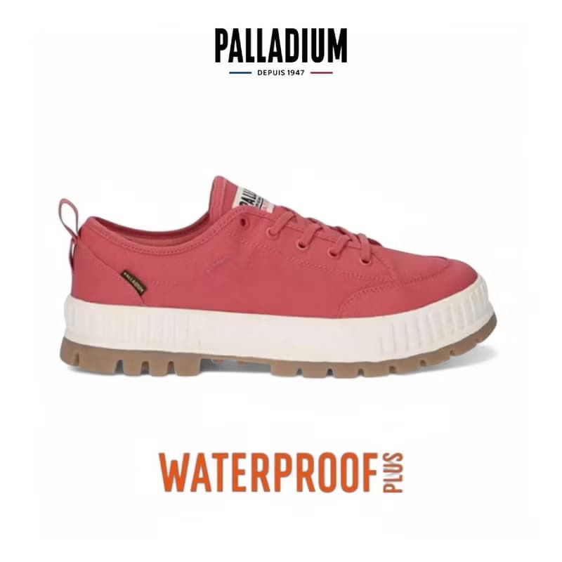 PALLADIUM PALLASHOCK LO WP+厚底巧克力低筒防水鞋 桃紅 74408