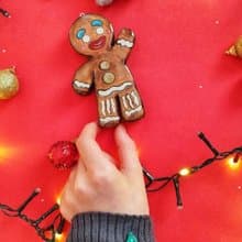 Gingerbread man, a Christmas tree toy made of wood.