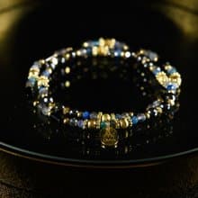 視野遨遊 // C1552黑瑪瑙鐵膽石藍晶雙圈手鍊