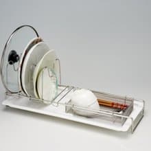 不鏽鋼 可調式 盤架　可收納 湯鍋　可掛於 掛桿　碗盤架　廚房架