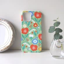 【iPhoneプラケース】春待ちパステルフラワー・グリーン
