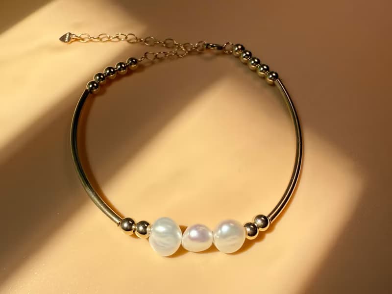 巴洛克淡珍珠14KGF造型手鍊 獨立原創設計  聖誕禮物 派對必備