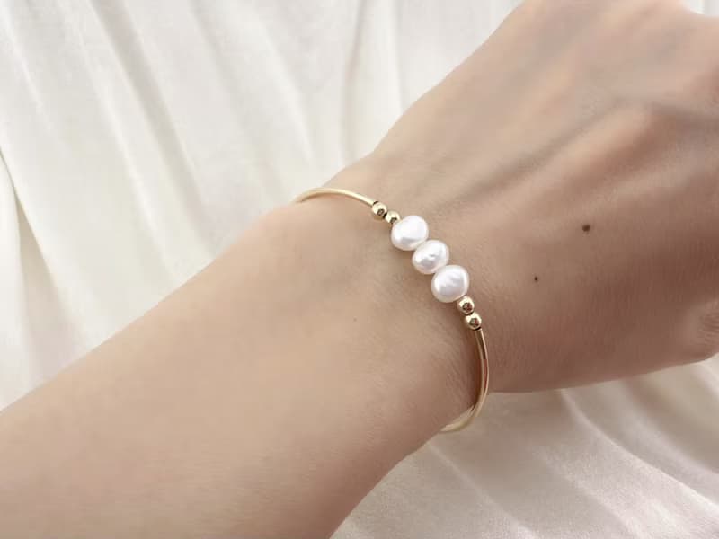 巴洛克淡珍珠14KGF造型手鍊 獨立原創設計  聖誕禮物 派對必備