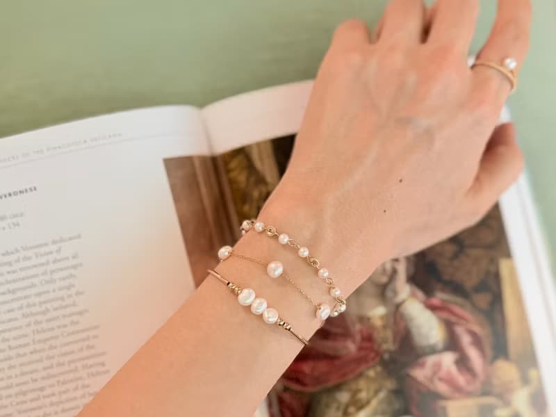 巴洛克淡珍珠14KGF造型手鍊 獨立原創設計  聖誕禮物 派對必備