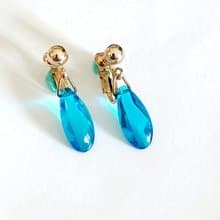 vintage jewelry  AVON 晶瑩藍光仿石垂墜 夾式耳環