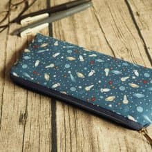 手工製作 深藍太空火箭圖案 筆袋 眼鏡袋 餐具袋