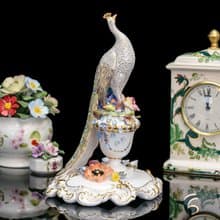 英倫瓷藝極品Royal Crown Derby有鳳來儀 孔雀手工瓷雕 吉祥瑞禽