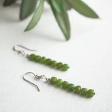 Nephrite Earrings, 925 Sterling Silver, Gemini, Libra, Sagittarius Crystal Gift