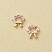 18K/10K 粉紅碧璽花束耳環 (玫瑰金)