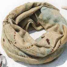 水煮羊毛披肩/針織圍巾/刺繡圍巾/羊絨披巾/喀什米爾Cashmere-花