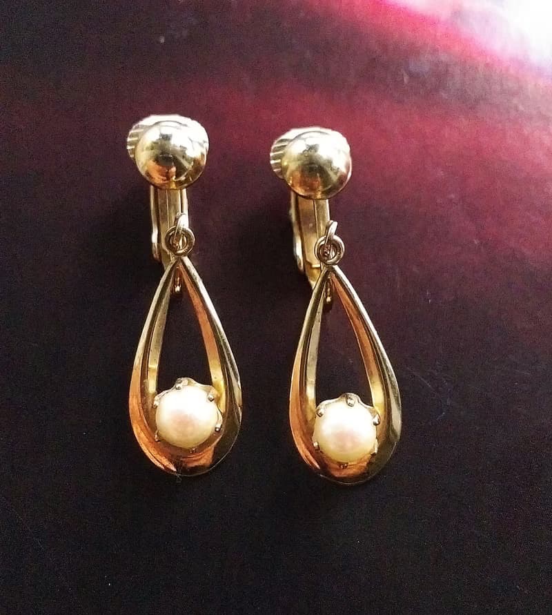 Vintage Jewelry 西洋古董飾品 優雅仿珠 夾式耳環