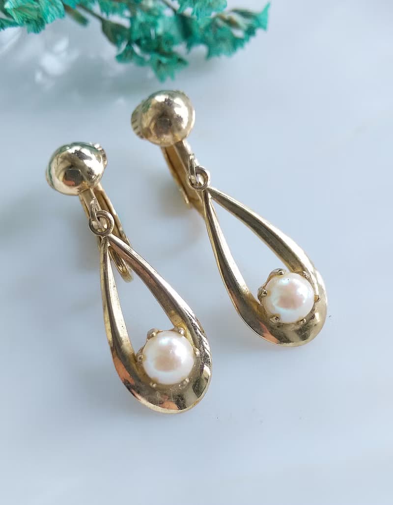 Vintage Jewelry 西洋古董飾品 優雅仿珠 夾式耳環