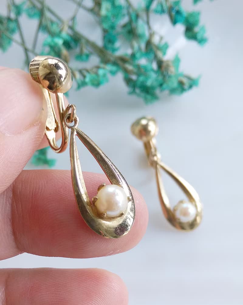 Vintage Jewelry 西洋古董飾品 優雅仿珠 夾式耳環