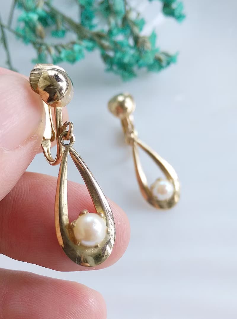 Vintage Jewelry 西洋古董飾品 優雅仿珠 夾式耳環