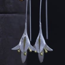 Real 925 Sterling Silver Lily of the Valley Flower Dangle Earrings for Women