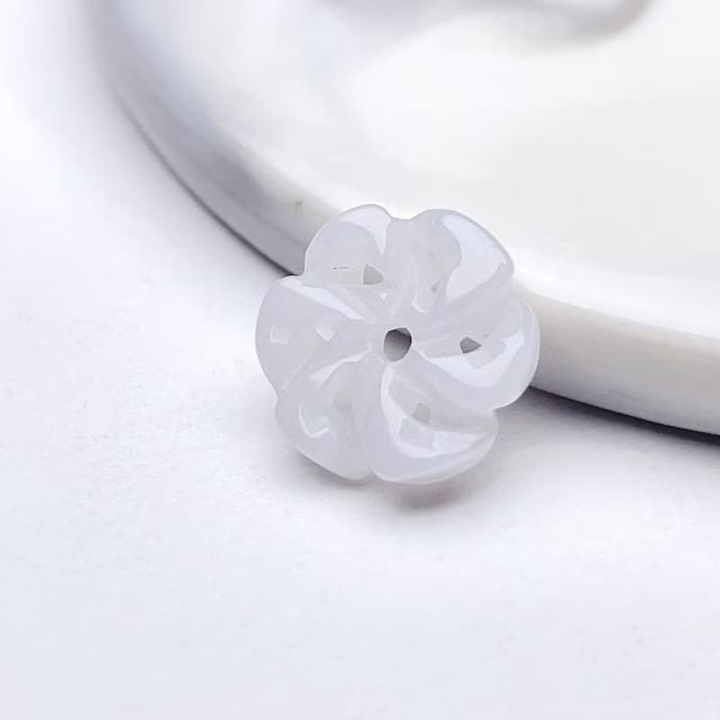 冰白翡翠花吊飾 | 天然緬甸翡翠A貨 | 送禮