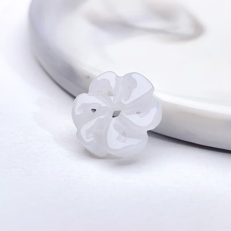 冰白翡翠花吊飾 | 天然緬甸翡翠A貨 | 送禮