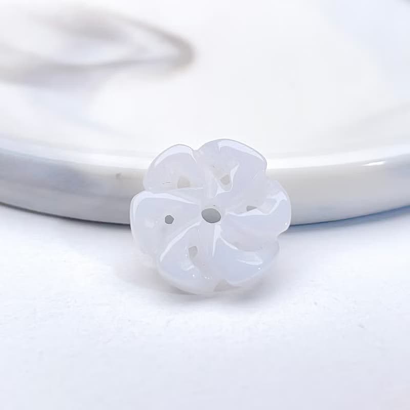 冰白翡翠花吊飾 | 天然緬甸翡翠A貨 | 送禮