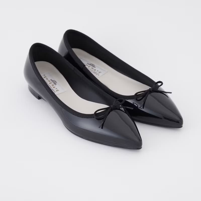 IRMA (BLACK) PVC POINTED TOE FLATS ポインテッドトゥ バレエシューズ