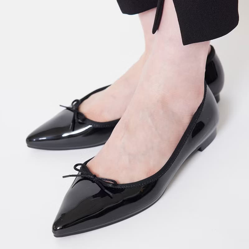 IRMA (BLACK) PVC POINTED TOE FLATS ポインテッドトゥ バレエシューズ