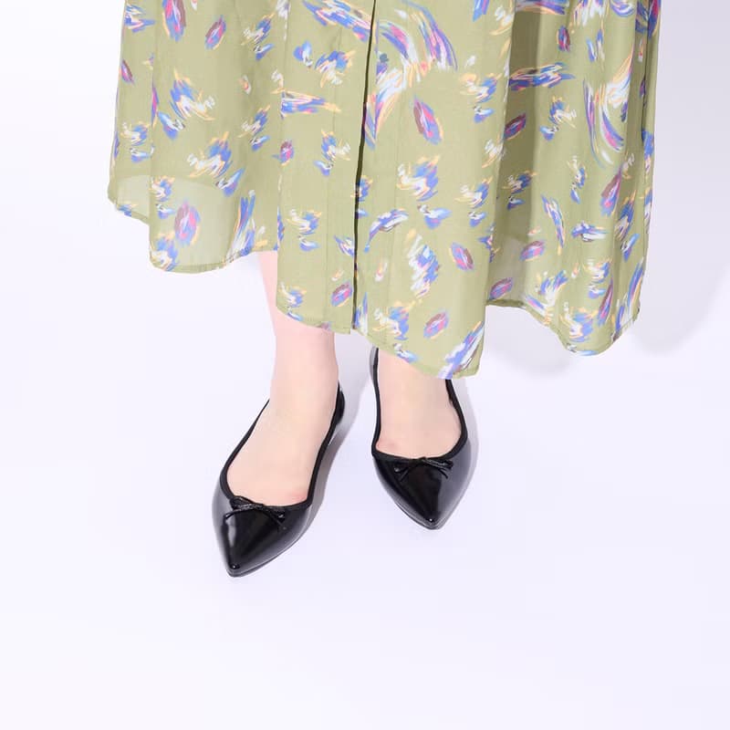 IRMA (BLACK) PVC POINTED TOE FLATS ポインテッドトゥ バレエシューズ