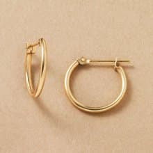 18K/10K 黃金管狀圈形耳環 15mm