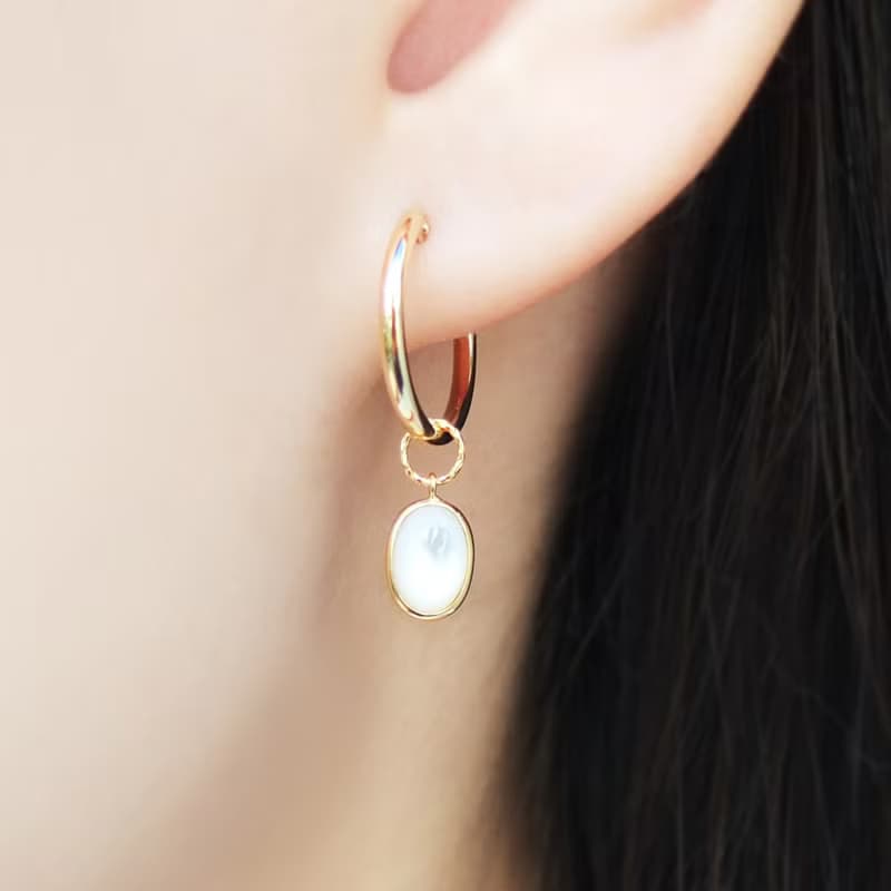 18K/10K 黃金管狀圈形耳環 15mm