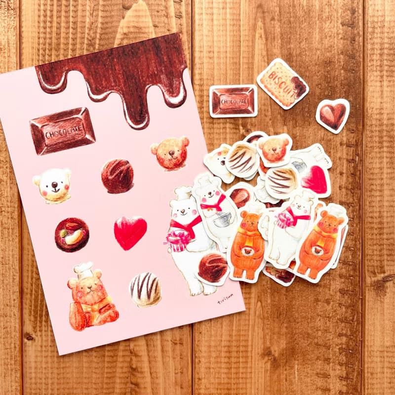 ショコラティエなくまさんフレークシール　ポストカード付