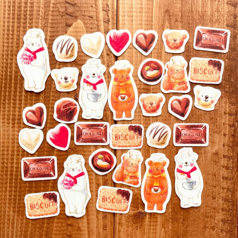 ショコラティエなくまさんフレークシール　ポストカード付