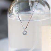 【春夏推薦】淺藍拓帕小圓片純銀鍊 天然水晶項鍊 春夏飾品