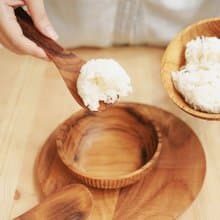 【可站立】天然柚木飯匙/飯勺/-條紋款│食用安心不上漆原木製