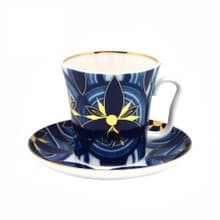 藍調圖騰 22K金手工 350ml 馬克杯盤組