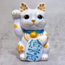 【櫻耀億福】日本清水燒招財貓 | 花結晶 藤 体金櫻 億万両 右