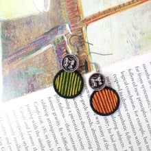 直條紋#1 復古 刺繡 耳環 耳夾 耳針