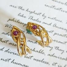 vintage jewelry 秀氣阿拉伯風格環型 夾式耳環