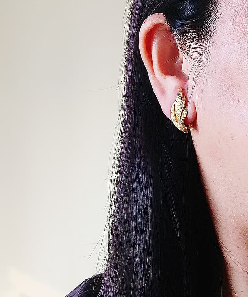 vintage jewelry 秀氣阿拉伯風格環型 夾式耳環