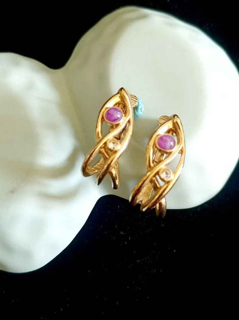 vintage jewelry 秀氣阿拉伯風格環型 夾式耳環