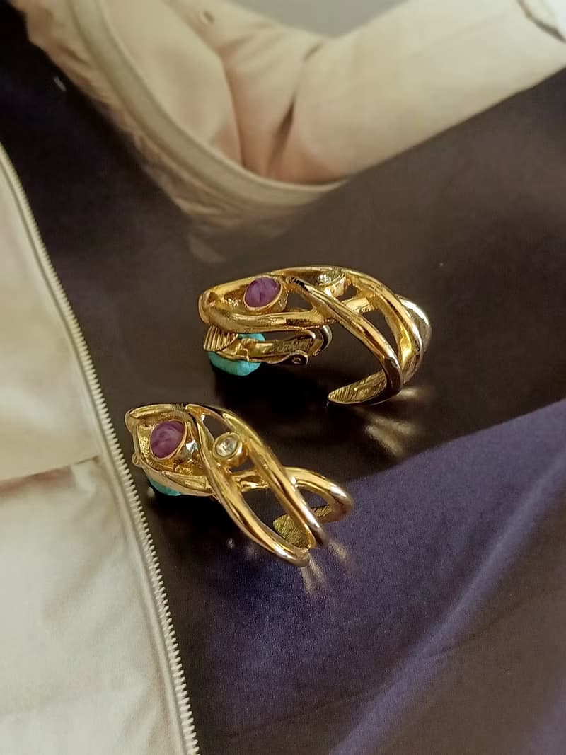 vintage jewelry 秀氣阿拉伯風格環型 夾式耳環