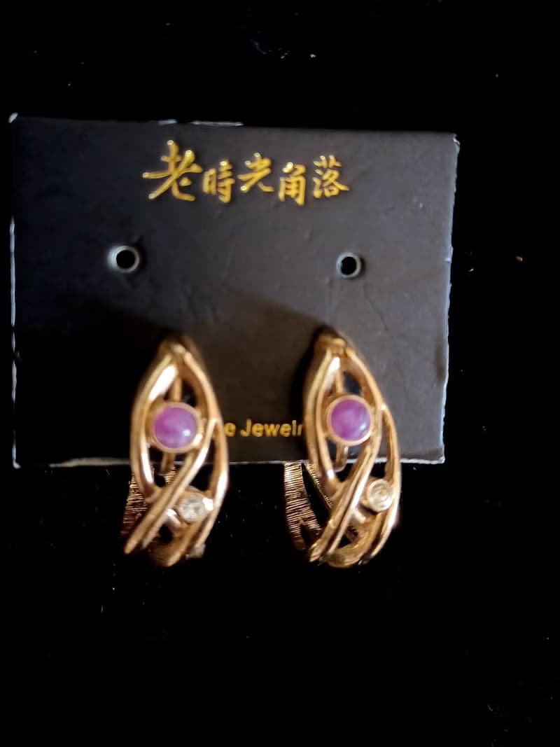 vintage jewelry 秀氣阿拉伯風格環型 夾式耳環