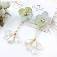 PUREST HOME 翠玉繡球女神の滴珠不凋花(可拆式)垂墜耳環/附禮盒