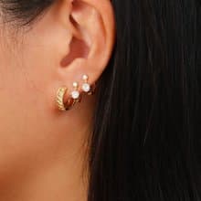 s925銀幾何鑲鑽女生耳環 雙鋯石 可戴洗澡 睡覺不摘耳飾