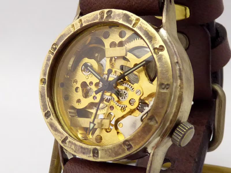 手作り時計 HandCraftWatch 手巻きBrass Mens 32mm アラビア数字 (BHW057GD/BR)