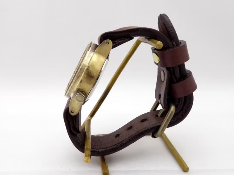 手作り時計 HandCraftWatch 手巻きBrass Mens 32mm アラビア数字 (BHW057GD/BR)