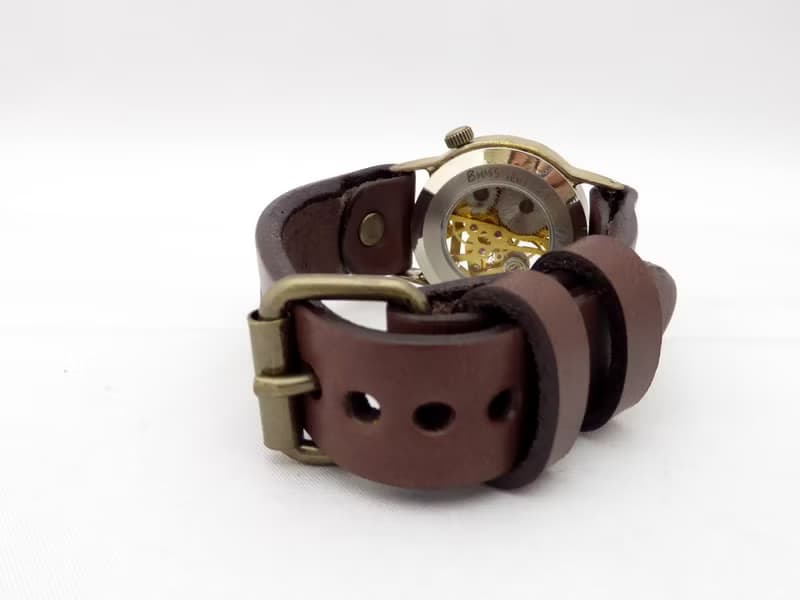 手作り時計 HandCraftWatch 手巻きBrass Mens 32mm アラビア数字 (BHW057GD/BR)