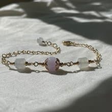 天晴//天然翡翠A貨 紫羅蘭 白翡 美國14K GF配飾 手鍊