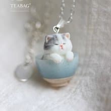 TEABAG小貓咪烘焙店 吊墜項鏈手作女生生日禮物可愛